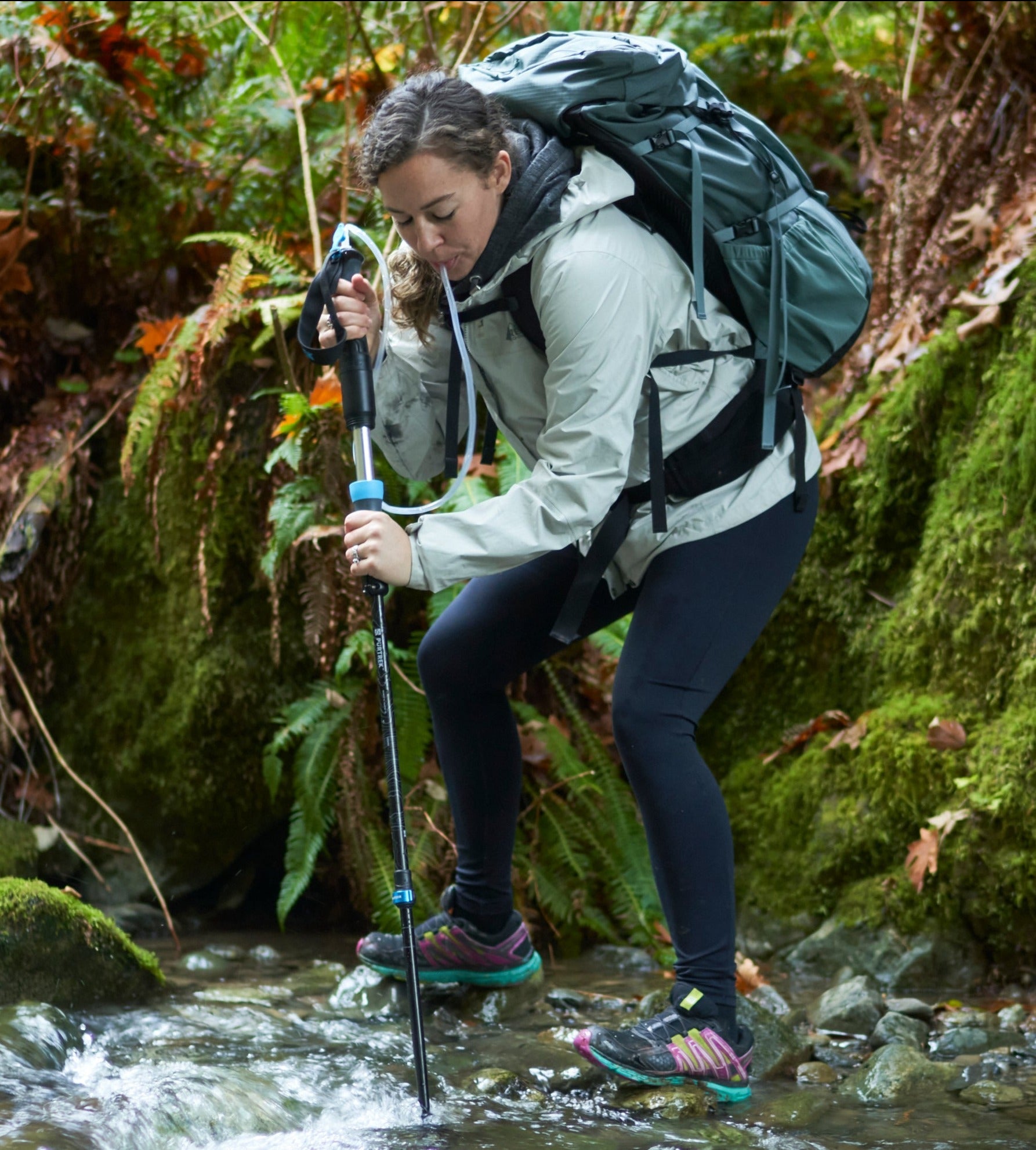 Trekking pole & water filter in 1! With PurTrek, say goodbye to awkward filtering, the inability to fill a container, or simply going without crucial hydration